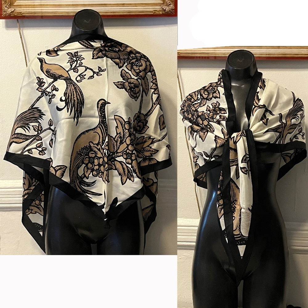 Florence Broadhurst Birds of Paradise Silk Triangle Scarf Pre-Pro Sample : RARE